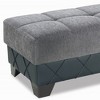 HomeRoots 48" Gray and Brown Chenille And Faux Leather Tufted Storage Ottoman - 4 of 4