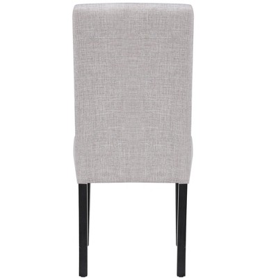 Light Gray Upholstered Linen Parsons Side Chair with Wood Legs