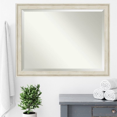 Regal Birch Cream Rustic Rectangular Wall Mirror 41.82" x 52.2"