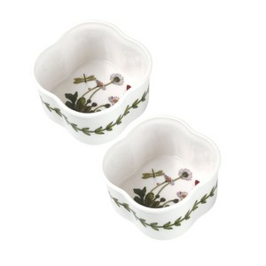 Portmeirion Botanic Garden 3.5" Scallop Ramekin (Set of 2) - Daisy Motif, Fine Porcelain Mini Bowls, Dishwasher, Microwave, Freezer, Oven Saf - 1 of 4