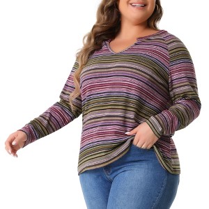 Agnes Orinda Women's Plus Size Long Sleeve Notch V-Neck Casual Fall Winter Blouses - 1 of 4