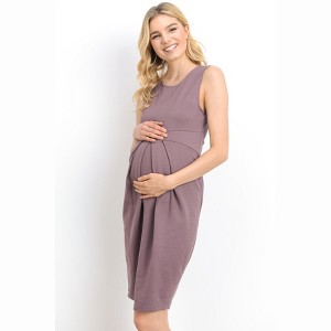 Hello Miz Women's Sleeveless Front Pleat Maternity Dress - 1 of 4