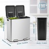 SEVOBAL Indoor Trash Cans 80 Liter Stainless Steel Trash Can with Dual Compartments Soft Close Lids - 4 of 4