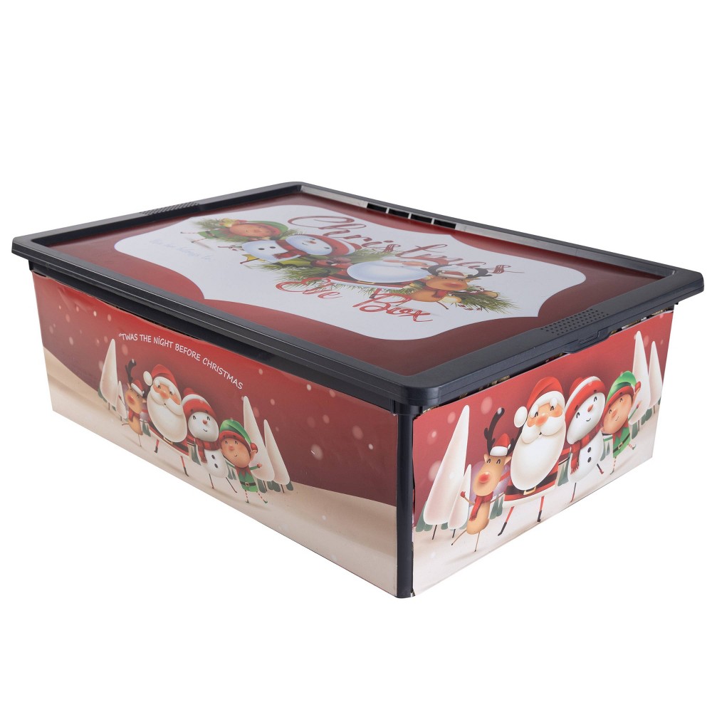 Simplify Christmas Storage Shallow Tote Organizer Santa Claus Red
