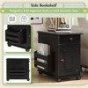 KWPZQEB Multifunctional Vintage End Table with USB Ports, Narrow Table with Drawer & Bookshelf, Flip Top Side Table for Living room, Small Space - 4 of 4