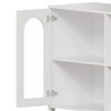 Storage cabinet with glass door with 2 open storage shelves and metal handles, decorative cabinet for living room, hallway and dining room - 3 of 4