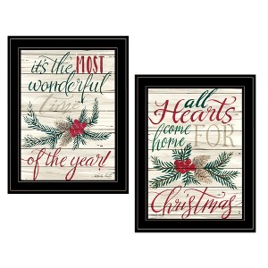 Whisen "All Hearts Come Home for Christmas" 2-Piece Wall Art by Artisan Cindy Jacobs, Ready to Hang Framed Print, Black Frame - Multicolor - 1 of 4