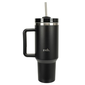 100 North Meh. Over It Sarcastic Humor Wrap-Around 40 Oz. Stainless Steel Water Bottle Coffee Mug, Spill & Leak Resistant, Travel Tumbler with Handle, - 1 of 4