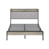Full Size Bed Frame, Platform Bed Frame With 2-tier Storage Headboard, 2 Standard Plug Outlets & 2 USB Ports, Farmhouse Bed Frame For Bedroom - 2 of 4