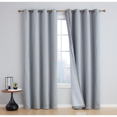 HLC.ME Siena 100% Full Blackout Thermal Insulated Double Layer Window Curtain Drapes Grommet Panels for Bedroom, Set of 2