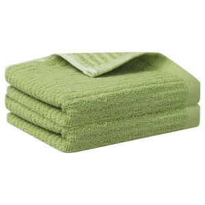 Unique Bargains Striped Pattern Highly Absorbent Quick-Drying Hand Towel for Bathroom Travel 2 Packs - 1 of 4