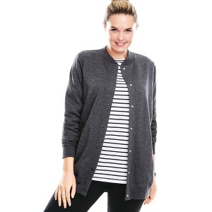 Woman Within Plus Size Fleece Baseball Jacket - 1 of 4