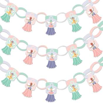 Big Dot of Happiness Let's Be Fairies - 90 Chain Links & 30 Paper Tassels Decoration Kit - Fairy Garden Birthday Party Paper Chains Garland - 21 feet