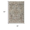HomeRoots 3' X 5' Blue Tan And Red Oriental Distressed Area Rug With Fringe - 3 of 4