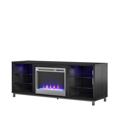 Black Oak 65" Fireplace TV Stand with Shelves