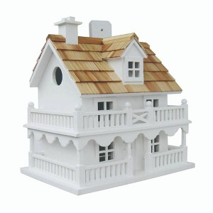 Home Bazaar 11" Novelty Cottage Bird House White - 1 of 4