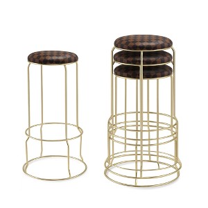 Kings Brand Furniture 4-Pack Stack Stools, Upholstered w/Metal Legs Backless Stackable  Bar and Counter Height Stool, Dining Room Kitchen Chairs - 1 of 4