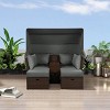 Nestfair 2-Seater Wicker Outdoor Double Day Bed with Foldable Awning and Cushions - 3 of 4