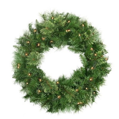 Northlight Pre-Lit Mixed Cashmere Pine Artificial Christmas Wreath - 24-Inch, Clear Lights