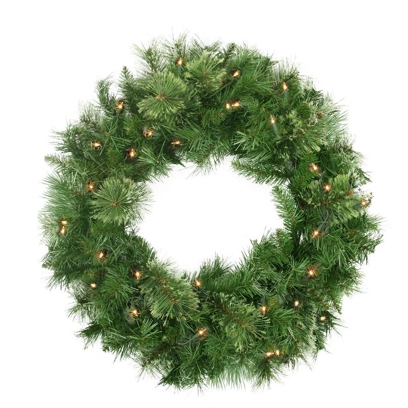 Northlight 24" Pre-Lit Mixed Cashmere Pine Artificial Christmas Wreath - Clear Lights, 1 of 5