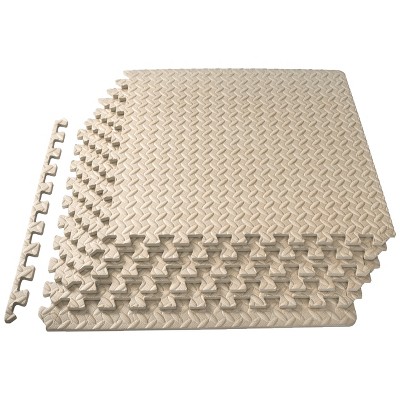 ProsourceFit Exercise Puzzle Mat 1/2-in, Beige, 24 Sq Ft - 6 Tiles