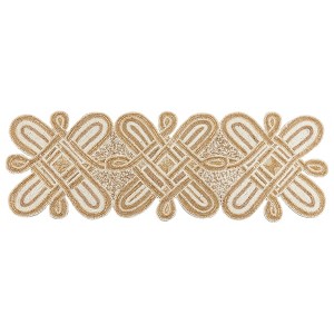 Saro Lifestyle Contemporary Table Runner With Beaded Design, Gold, 13" x 36" - 1 of 3