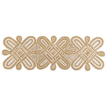 Saro Lifestyle Contemporary Table Runner With Beaded Design, Gold, 13" x 36"