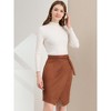 Allegra K Women's A-Line Knee Length Front Slit Wrap Faux Suede Skirt - 2 of 4