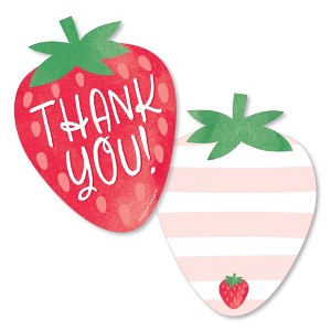 Big Dot of Happiness Berry Sweet Strawberry - Shaped Thank You Cards - Themed Birthday Party or Baby Shower Thank You Note Cards with Envelopes 12 Ct - 1 of 4