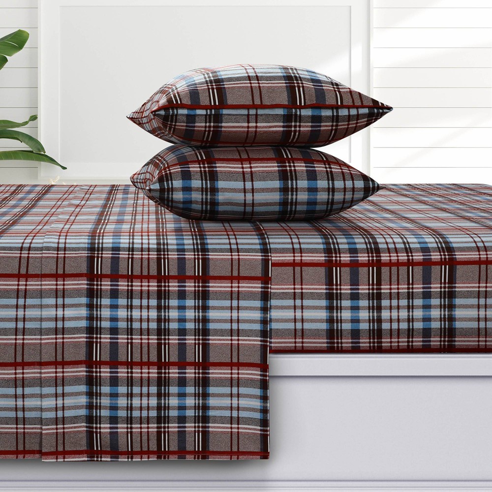 Photos - Bed Linen King 170 GSM Extra Deep Pocket Flannel Sheet Set Brentwood Plaid - Azores