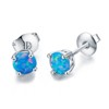 Blue Fire Opal Stud Earrings for Women Black Plated Ginger Lyne Collection - 2 of 4