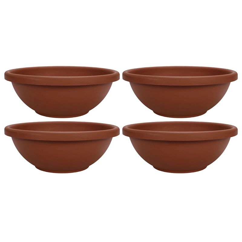 HC Companies 18 Inch Resin Garden Bowl Planter Pot, Terra Cotta Clay (2 Pack), 2 of 4