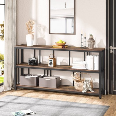 LITTLE TREE 70.9" 3 Tier Console Table Brown/Black