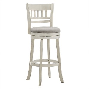 Inspire Q Wolcott Barstool Antique White Finish/Gray Linen - 1 of 4