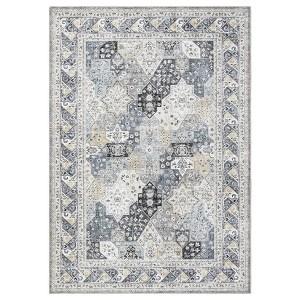 Washable Vintage Printed Rug Non Slip Low Pile Rug Retro Throw Floor Cover Foldable Indoor Carpet for Living Room Bedroom - 1 of 4