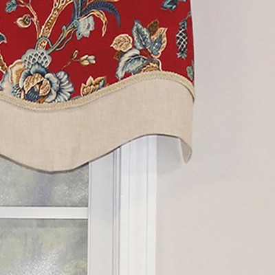 Gianna Glory Red Floral Cotton Scalloped Window Valance