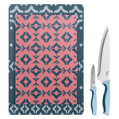 Spice by Tia Mowry Spice by Tia Mowry 6 Piece Cutlery Set W/Cutting Board, Stainless Steel Knives, and Sheaths