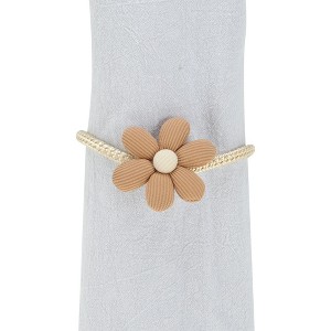 Unique Bargains Curtain Tiebacks 3D Flower & Faux Pearl Polyester Coffee Color 2 Pcs - 1 of 3