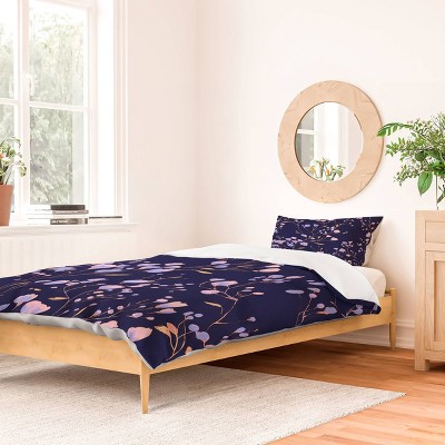Deny Designs Emanuela Carratoni Natural Haze Duvet and Sham Set Navy Blue/Lavender