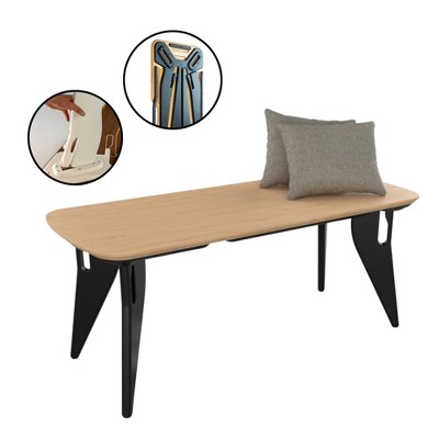 Hoek Bench, 42" x 18", Tool-Free One-Click Assembly, Minimalist & Sustainable Dining Seating, Modern Space Saving, Foldable & Portable