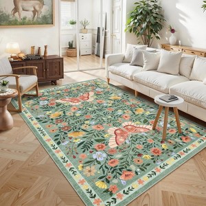 coucheta Multi-size Farmhouse Area Rugs for Living Room, Washable Foldable Ultra-Thin Carpet with Non-Slip Backing, for Bedroom, Dining Room, Office - 1 of 4