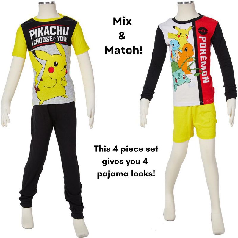 Pokemon Pajamas Set, 4 Piece Mix and Match Sleepwear for Kids, 4 of 8