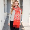 Anna-Kaci Women's Floral Mandala Embroidered Scarf with Fringed Edges and Lightweight Fabric - 2 of 4