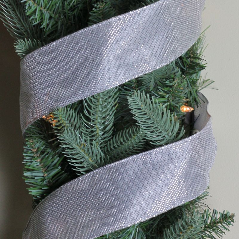 Northlight Silver Burlap Wired Christmas Craft Ribbon 2.5" x 10 Yards, 3 of 4
