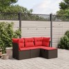 vidaXL 4 Piece Patio Sofa Set with Cushions Brown Poly Rattan - Brown without storage - 2 of 4