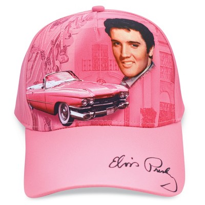 Collections Etc Elvis Pink Cadillac Embroidered Signature Adjustable Cap Pink