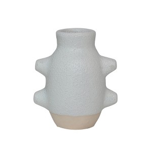 Storied Home Abstract Stoneware Vase, White Volcano Finish - 1 of 4