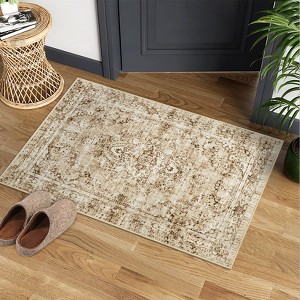 Vintage Boho Area Rug , Non-Slip, Washable, Soft, Short Pile, Non-Shedding Floor Carpet for Living Room,Bedroom Office - 1 of 4