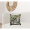 HomeRoots 20" X 20" Gray Salmon And Green 100% Cotton Animal Print Zippered Pillow - 2 of 4