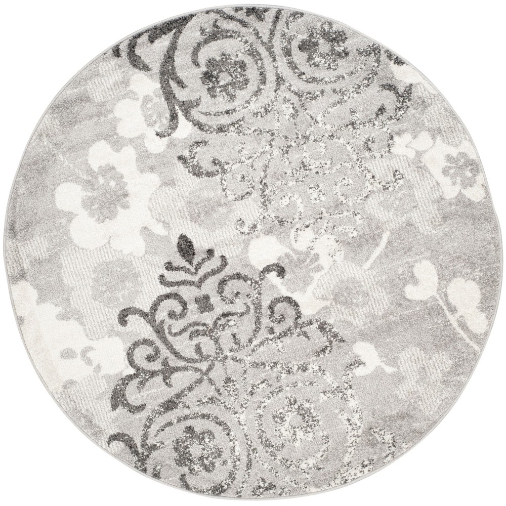 7' Medallion Round Area Rug Silver/Ivory - Safavieh